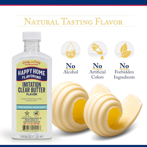 Happy Home Imitation Clear Butter Flavoring, Non-Alcoholic, Certified Kosher, 7 oz....