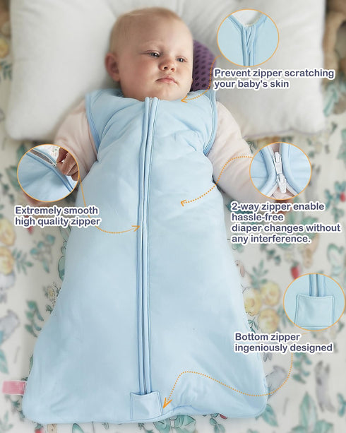 1.0TOG Baby Sleep Sacks Unisex Organic Fabric Wrapped in Pure Cotton Toddlers' Sleeping Bags, 2-Way Safe Zippers for 0—18 Months Babies...