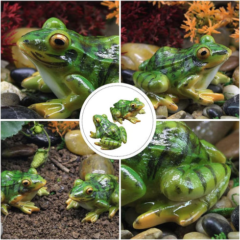 SEWACC Adorable Frogs Figurine 2 Pcs Frog Statue Ornaments Desktop Lovely Resin Frogs Decor Resin Animal Sculpture Creative Craft for Garden Patio...