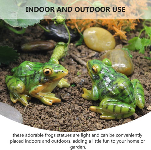 2pcs Mini Frog Statues Miniature Resin Frogs Small Frog Figurine Animal Sculpture Artificial Frog Statue for Garden Yard Micro Fairy Garden Orname...
