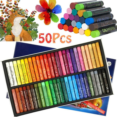 Oil Pastel Set,Professional Painting Soft Drawing Graffiti Art Crayons Washable Round Non Toxic Pastel Sticks for Artist,Kids,Student,Beginner (50...