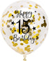 Gold 15th Confetti Latex Balloons, Girls or Boys Happy 15 Years Birthday Party Balloon Decoration With Confetti, 12in, 16 Pack...