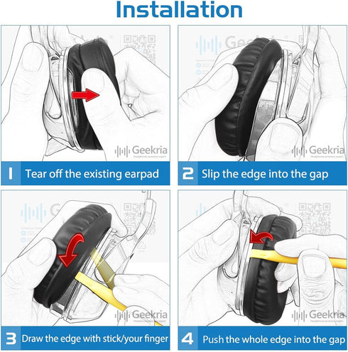 Geekria QuickFit Replacement Ear Pads for Logitech H390, H600, H609Headphones Ear Cushions, Headset Earpads, Ear Cups Cover Repair Parts (Black)...