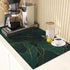 Coffee Mat for Countertop, Golden Banana Leaf Emerald Green Dish Drying Mat 2 Pcs for Kitchen Coffee Bar Accessories, Coffee Maker Espresso Machin...