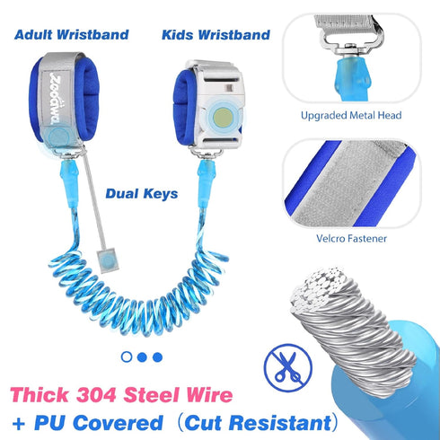 Zooawa Toddler Leash, Toddler Kids Harness Anti Lost Wrist Link with Magnetic Lock, Reflective Safety Baby Child Walking Wristband Leash for 2,3,4...