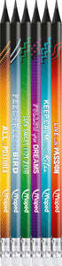 Maped 852000 - Egonomic Three-Sided Pencils Black'Peps Energy with Eraser Head - HB Medium - x6 Pens, Pack of 6...