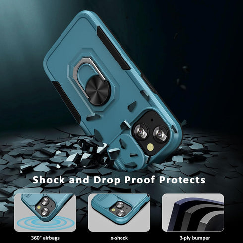 Case for 15 Plus Phone Case with Camera Cover and Kickstand Heavy Duty Protection 15 Plus Phone Case Cover for iPhone 15 Plus -Blue...