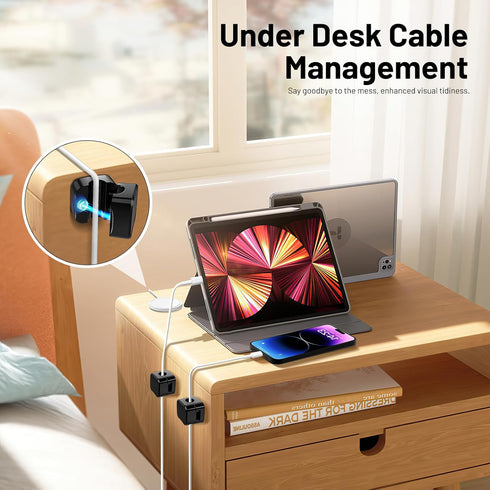 6 Pack Magnetic Cord Organizer, Znben Magnetic Cable Clips Holder Adhesive Cable Management Charger Wire Holder Clips for Desk, Car, Office, Home,...