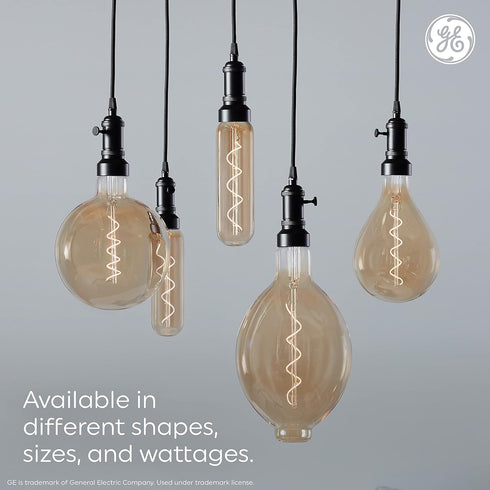 GE Vintage Style LED Light Bulb, 40 Watt, Clear Finish, T20 Tube Light Bulb (1 Pack)...