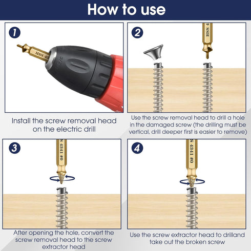 Damaged Screw Extractor Kit Stripped Screw Extractor Set DIY Hand Tools Gadgets Gifts for Men Broken Bolt Extractor Remover Sets, 6PC HSS Drill Bi...