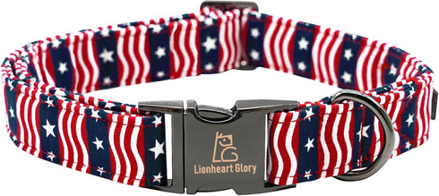 Lionheart glory American Flag Dog Collar, 4 of July Dog Collar Heavy Duty Adjustable Patriotic Dog Collars for Medium Dogs Pet Gift Summer Collars...