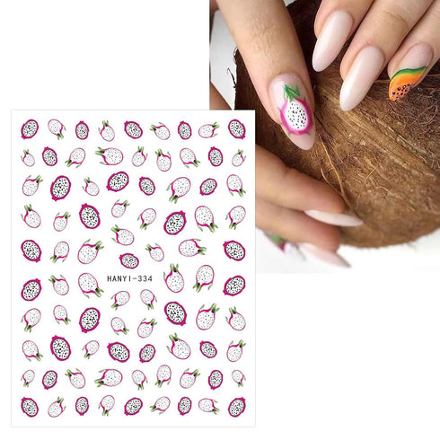 JMEOWIO 12 Sheets Fruit Nail Art Stickers Decals Self-Adhesive Pegatinas Uñas Strawberry Watermelon Lemon Nail Supplies Nail Art Design Decoration...