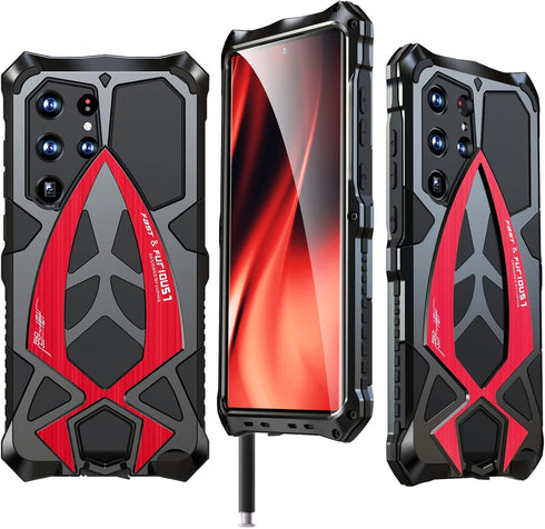 Armor Phone Case for Samsung Galaxy S23 Ultra Military Grade Drop Protection Cover S23Ultra 5G Heavy Duty Hybrid Metal Bumper Built-in Silicone Sh...