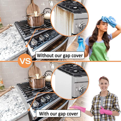 Kitchen Silicone Stove Counter Gap Cover, 21/25 inch Long & Extra Wide Stove Gap Filler Range Strips 2pcs,Between Oven and Countertop Dishwasher, ...