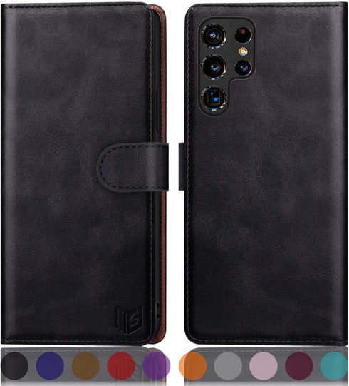 SUANPOT for Samsung Galaxy S22 Ultra with RFID Blocking Leather Wallet case Credit Card Holder,Flip Folio Book Phone case Shockproof Cover Women M...