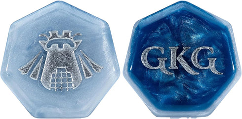 Gate Keeper Games and Dice: Halfsies Dice: Police Box - 7pc Set, Time Lord Blue & Doctor White, Pearlescent Swirl, 7 Resin Dice for Role Playing G...
