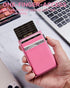 Minimalist Small Wallet Women Slim Pop Up Wallet Card Holder Wallet with Money Pocket, RFID Blocking Pink Smart Wallet Metal Card Case...