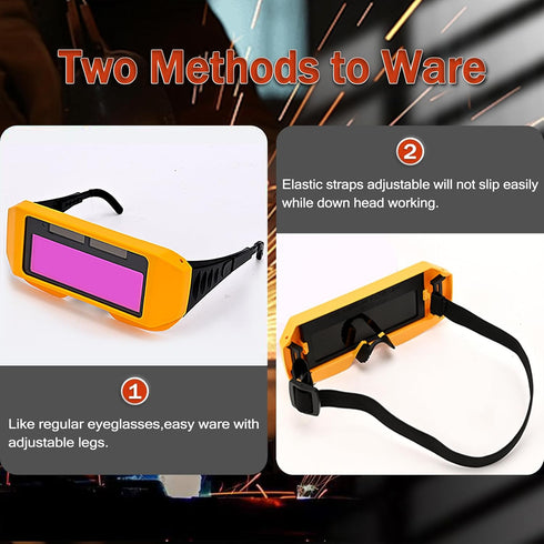 Welding Glasses Auto Darkening Welding Goggles with Adjustable Shade, Safety Eyes Protective Welder Glasses with 2 Sensors for TIG MIG MMA Plasma...