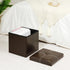 B FSOBEIIALEO Folding Storage Ottoman, Faux Leather Footrest Seat Coffee Table Toy Chest Kids, Brown 11.8"x11.8"x11.8"...