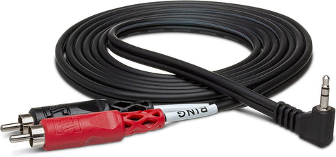 Hosa CMR-203R Right-angle 3.5 mm TRS to Dual RCAStereo Breakout Cable, 3 Feet...