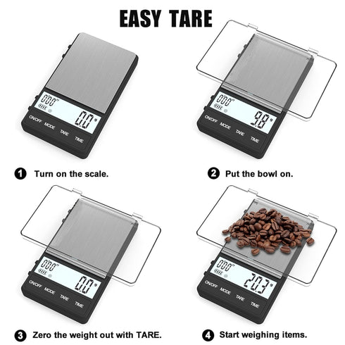 WEIGHTMAN Espresso Scale with Timer 1000g x 0.1g Small & Thin Travel Coffee Scale, Mini Digital Scale Grams and Ounces with Large Backlit LCD Stai...