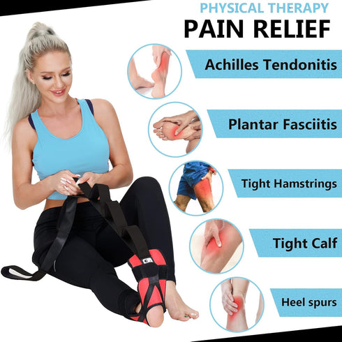 Foot and Calf Fascia Stretcher for Plantar Fasciitis, Physiotherapy Stretching Strap, Yoga Stretch Strap Improves Strength and Relief to Heel Spur...