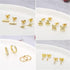 IRONBOX 12Pairs 14K Gold Plated Huggie Hoop Studs Earrings Set for Women Small Dainty Minimalist Chain Earrings Cartilage CZ Ball Earrings Sets fo...