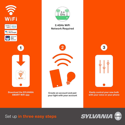 SYLVANIA WiFi LED Smart Light Bulb, 14.5W, Full Color and Tunable White A21, Dimmable, for Alexa, Siri Shortcuts, and Google Home Only - 1 Pack (7...
