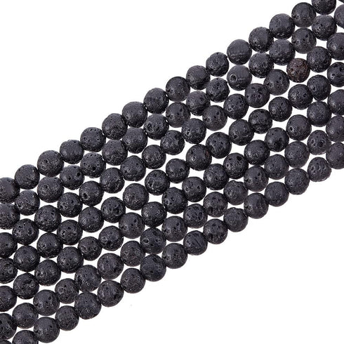PH PandaHall 940pcs (10 Strands) 4mm Natural Black Lava Stone Beads for Jewelry Making, Oil Diffuser & Chakra Beads...