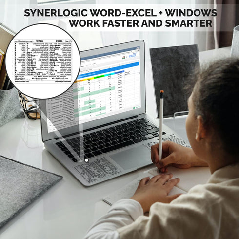SYNERLOGIC Windows + Word/Excel (for Windows) Quick Reference Guide Keyboard Shortcut Stickers, No-Residue Vinyl (Clear/Small/Combo/5sets)...