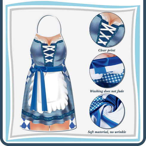 Hillban 2 Pcs Oktoberfest Mardi Gras Apron Couples Cooking Aprons German Party Costume for BBQ Baking Chef Kitchen Gifts (Fresh Style)...