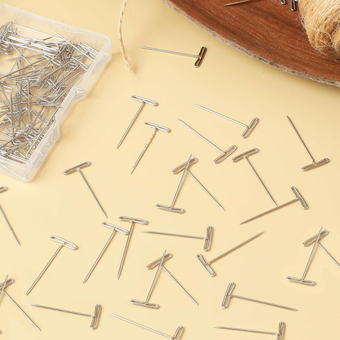 100 Pcs Wig Pins T Pins 1 Inch Jewelry T Pin T Shape Sewing Pins For Blocking Knitting Stainless Steel Wig T Pins Wig Straight Pins With A Storage...