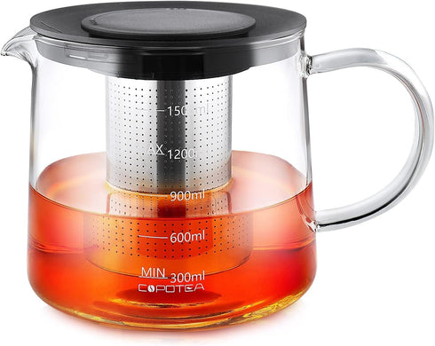 Glass Teapot with Infuser - 1500ml/50 OZ Tea Kettle Stovetop Safe Tea Pot for Blooming Tea Loose Leaf Tea, Premium Tea Maker with Gift Box...