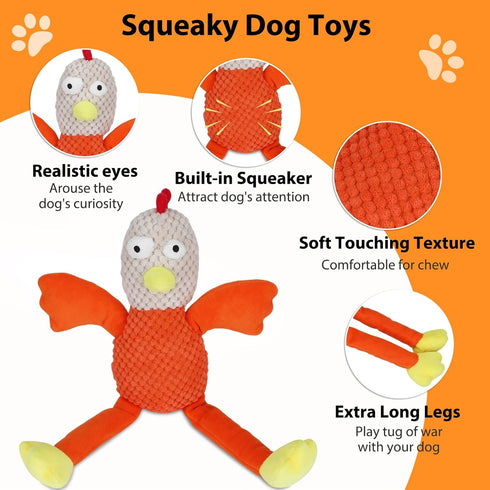 Squeaky Large Dog Toys with Crinkle Paper, Interactive Puppy Toys, Tough Dog Pull Toy, Tug of War Dog Chew Toys for Small, Medium, Large Dogs...