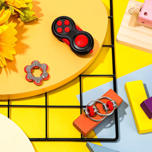 3 Pieces Handheld Mini Sensory Fidget Toy Set Includes Six Roller Chain and Key Flippy Chain Bike Chain Fidget Handheld Fidget Pad Stress Relief T...