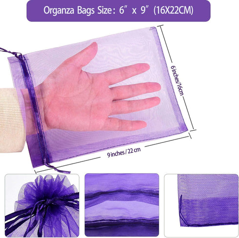 100pcs Organza Pouch Bag Drawstring 6"x9" 16x22cm Strong Gift Candy Bag Jewelry Party Wedding Favor (Puple)...