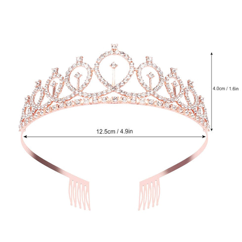 CAVETEE Birthday Crown and Sash for Women - Rose Gold Rhinestone Tiara Set and Sash for Decorations...