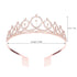 CAVETEE Birthday Crown and Sash for Women - Rose Gold Rhinestone Tiara Set and Sash for Decorations...