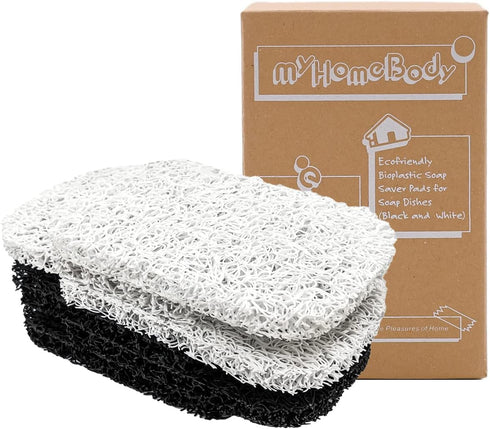 myHomeBody Soap Saver, Lifting Pads for Dish, Efficient Draining Bar Holder for Shower, Set of 6 – 3 Black, 3 White...