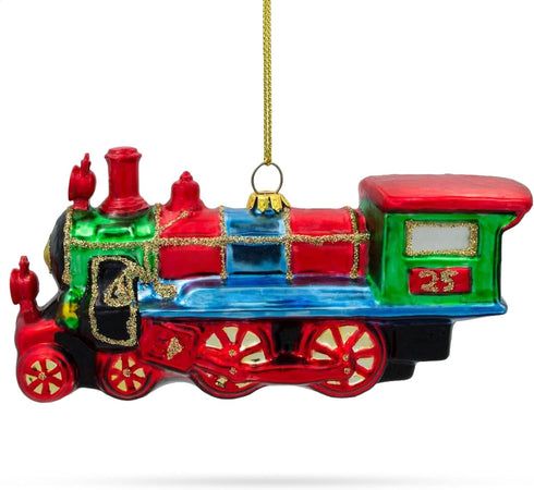 Steam Train Blown Glass Christmas Ornament...
