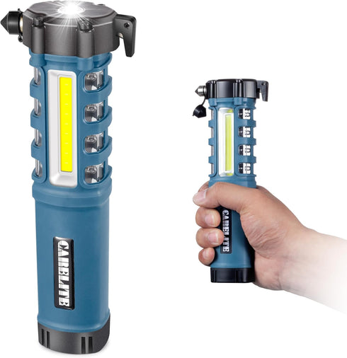 Multi-Function LED Work Light, Essential 5-in-1 Car Escape Tool, Life Saving Survival Kit: Seatbelt Cutter Hammer Breaker Worklight Flashlight Fla...