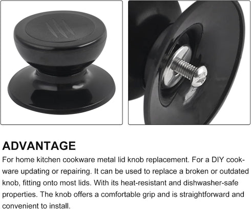 METALLIXITY Home Pot Cover Lid Knob Handle Replacement, Heat Resistant Cookware Lid Grip, for Slow Cookers, Skillets and Kitchen Cookware Lids Cov...