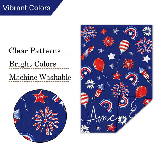 Louise Maelys 4th of July Patriotic Garden Flag 12x18 Double Sided, Small Burlap Welcome Fireworks Garden Yard House Flags for Memorial Independen...