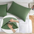 JELLYMONI Pillowcases Standard Set of 2 Cotton Envelope Pillow Covers Green 20×26in Bed Pillow Cases 100% Washed Cotton Soft Breathable (Pillows a...
