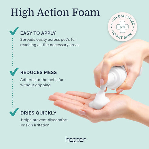 Hepper Waterless No Rinse Dry Shampoo for Dogs, Cats, and Other Pets. Dry Shampoo Foam in Only One Pump. No Rinse, No Bath, No Fuss —Just Brush. D...
