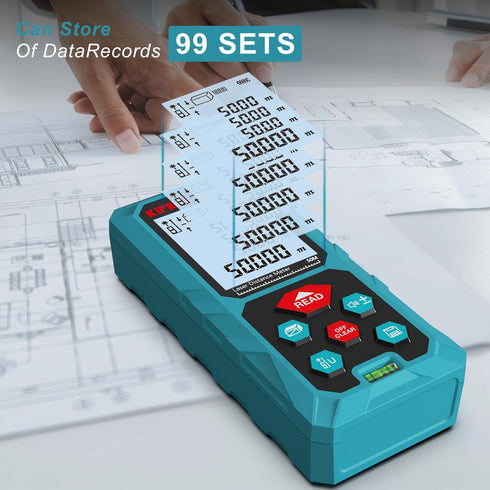 Laser Distance Measure 165 Feet with 2 Bubble Levels,M/in/Ft Unit Switching Backlit LCD,99 Sets Data Storage and Pythagorean Mode, Measure Distanc...