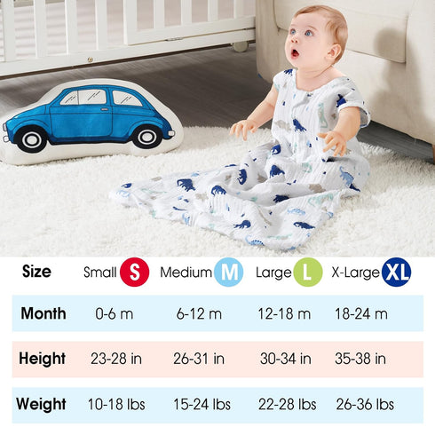 david's kids Muslin Cotton Baby Sleep Sack 6-12 Months, 2 Pack 100% Cotton Sleeping Bag for Summer, TOG 0.5 Baby Wearable Blankets with 2-Way Zipp...