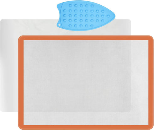 Applique Fusing Mat,14" x 18"Applique Pressing Sheet with See-Through Design for Arts Crafts Creation,Silicone Mat for Applique,Including Bonus Te...