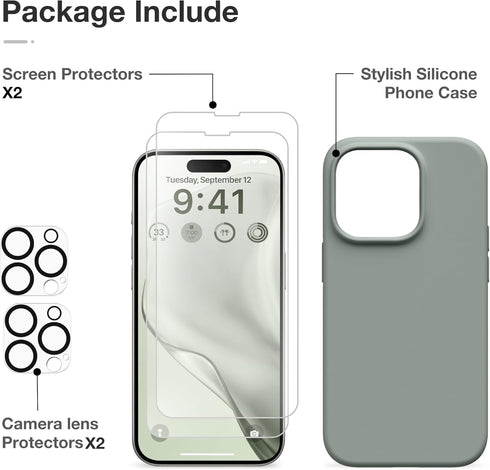 GONEZ for iPhone 14 Pro Case, with 2 Pack Screen Protector + 2 Pack Camera Lens Protector, Soft Anti-Scratch Microfiber Lining, Shockproof Protect...