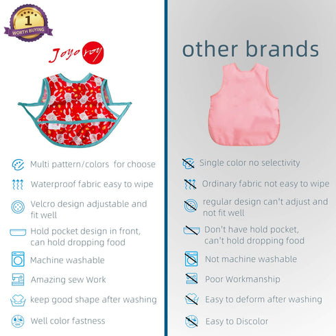 Joyo roy Mess Proof Baby Bibs for Eating Waterproof Toddler Bibs for Baby Girl 3-10 Months Soft Machine Washable Sleeveless Infant Smock Bib Trave...